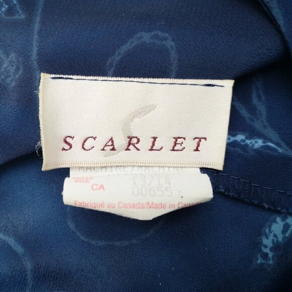 Scarlet Ladies Size 13/14 Navy w/ Pattern Made in Canada Sleeveless Midi Dress - Picture 3 of 8